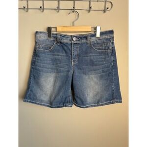 Royalty For Me Denim Bermuda Shorts Medium Wash Stretch Size 10 Retro Festival